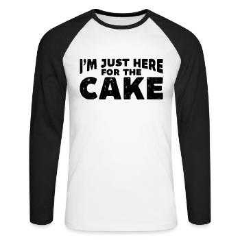 Im Just Here For The Cake - Unisex Long Sleeve Baseball T-Shirt - white/black - Front - Nik (191cm)