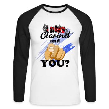 Clarinet i play Clarinet Cool - Unisex Long Sleeve Baseball T-Shirt - white/black - Front - Nik (191cm)