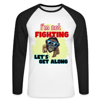 Not Fighting Monkey with Sunglasses Peace - Unisex Long Sleeve Baseball T-Shirt - white/black - Front - Nik (191cm)
