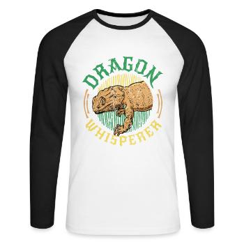 Bartdrache, Flüsterer, Reptilienliebhaber. - Unisex Baseballshirt langarm - Weiß/Schwarz - Vorne - Nik (191cm)