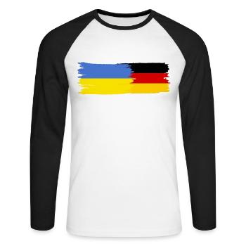 Flaggge ukrainien et allemand Ukraine - T-shirt baseball manches longues Homme - blanc/noir - Devant - Nik (191cm)