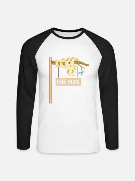 Königspython Design für Schlangen Liebhaber - Unisex Baseballshirt langarm - Weiß/Schwarz