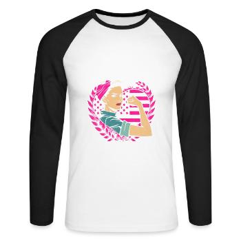 International Women's Day #choose To Challenge - Unisex Long Sleeve Baseball T-Shirt - white/black - Front - Nik (191cm)