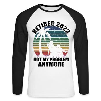 Ruhestand 2023 Ruhestand Geschenk für Männer & Frauen Lustig - Unisex Baseballshirt langarm - Weiß/Schwarz - Vorne - Nik (191cm)