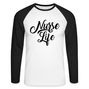 Nurse Life - Unisex Long Sleeve Baseball T-Shirt - white/black - Front - Nik (191cm)