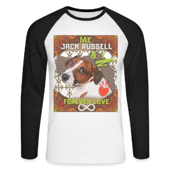 Jack Russell Terrier, disant - T-shirt baseball manches longues Homme - blanc/noir - Devant - Nik (191cm)