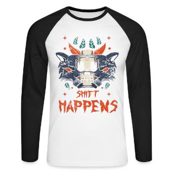 Shift Happens Design For Werewolf Movies And - Unisex Long Sleeve Baseball T-Shirt - white/black - Front - Nik (191cm)