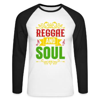Reggae et Soul Reggae Style Design pour - T-shirt baseball manches longues Homme - blanc/noir - Devant - Nik (191cm)