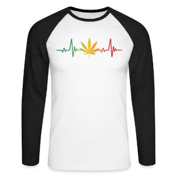 Heartbeat Design For Reggae - Unisex Long Sleeve Baseball T-Shirt - white/black - Front - Nik (191cm)