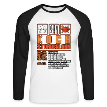 Koch - Unisex Baseballshirt langarm - Weiß/Schwarz - Vorne - Nik (191cm)