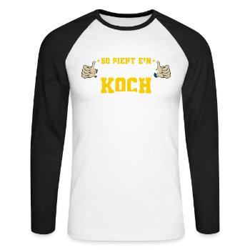 Koch - Unisex Baseballshirt langarm - Weiß/Schwarz - Vorne - Nik (191cm)