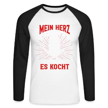 Mein Herz Schlägt Nicht Es Kocht Koch - Unisex Baseballshirt langarm - Weiß/Schwarz - Vorne - Nik (191cm)