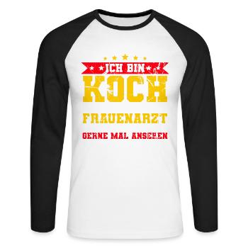Ich Bin Koch - Unisex Baseballshirt langarm - Weiß/Schwarz - Vorne - Nik (191cm)