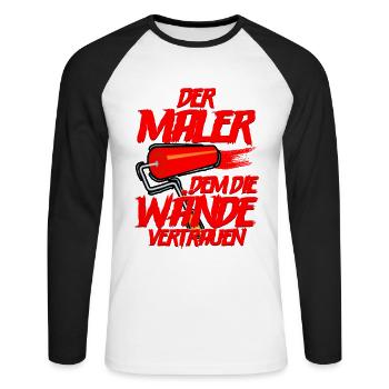Maler - Unisex Baseballshirt langarm - Weiß/Schwarz - Vorne - Nik (191cm)