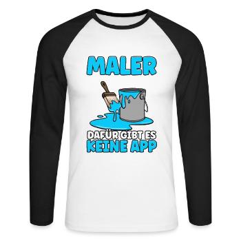 Maler - Unisex Baseballshirt langarm - Weiß/Schwarz - Vorne - Nik (191cm)