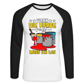 Maler - Unisex Baseballshirt langarm - Weiß/Schwarz - Vorne - Nik (191cm)