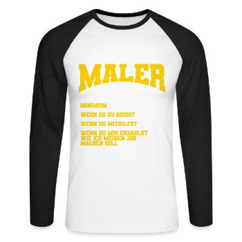 Maler Stundenlohn - Unisex Baseballshirt langarm - Weiß/Schwarz - Vorne - Nik (191cm)