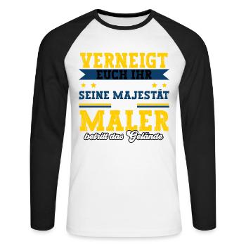Maler - Unisex Baseballshirt langarm - Weiß/Schwarz - Vorne - Nik (191cm)