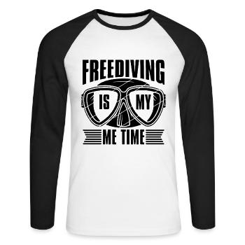 Apnoe Tauchen Freitaucher Freitauchen Geschenkidee - Unisex Baseballshirt langarm - Weiß/Schwarz - Vorne - Nik (191cm)