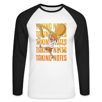 Notizen machen Wortspiele Lustiger Musiklehrer - Unisex Baseballshirt langarm - Weiß/Schwarz - Vorne - Nik (191cm)