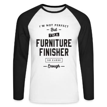 Finisseur de meubles Drôle Titre du poste - T-shirt baseball manches longues Homme - blanc/noir - Devant - Nik (191cm)
