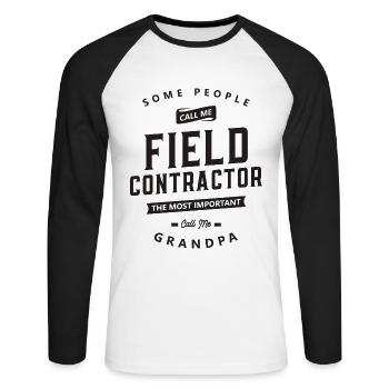 Field Contractor Lustige Berufsbezeichnung - Unisex Baseballshirt langarm - Weiß/Schwarz - Vorne - Nik (191cm)