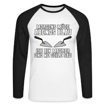 Maurer - Unisex Baseballshirt langarm - Weiß/Schwarz - Vorne - Nik (191cm)