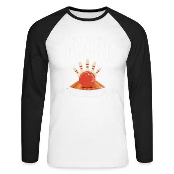 Bowl Design For Bowler Bowling Player Sport - Unisex Long Sleeve Baseball T-Shirt - white/black - Front - Nik (191cm)