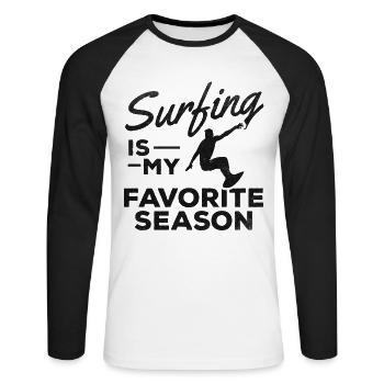 Surfing Is My Favorite Season Surfboard Surfing - Unisex Long Sleeve Baseball T-Shirt - white/black - Front - Nik (191cm)