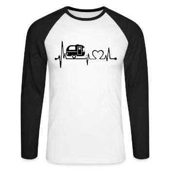 Camping Heartbeat Vacances - T-shirt baseball manches longues Homme - blanc/noir - Devant - Nik (191cm)
