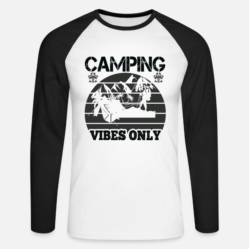 Camping Vibes - Unisex Baseballshirt langarm - Weiß/Schwarz