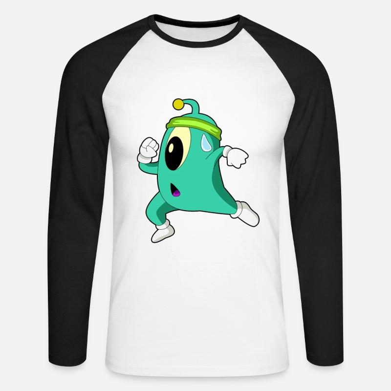 Alien als Jogger - Unisex Baseballshirt langarm - Weiß/Schwarz