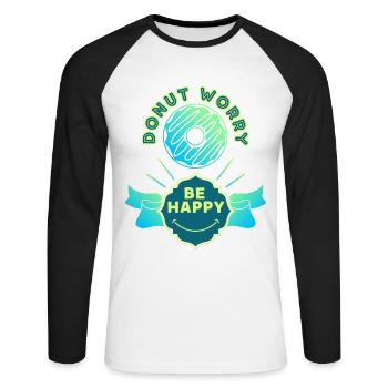 Donut-worry, funny saying, pun - Unisex Long Sleeve Baseball T-Shirt - white/black - Front - Nik (191cm)