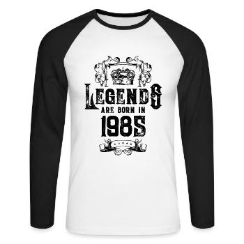 1985 legends geburtstag - Unisex Baseballshirt langarm - Weiß/Schwarz - Vorne - Nik (191cm)