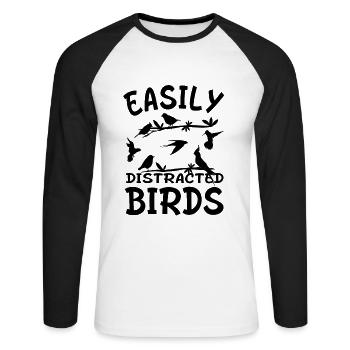 Easily Distracted Birds for Bird Owner & Keeper - Unisex Baseballshirt langarm - Weiß/Schwarz - Vorne - Nik (191cm)