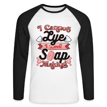 I Cannot Lye I Love soap making. - Unisex Long Sleeve Baseball T-Shirt - white/black - Front - Nik (191cm)