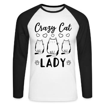 Cat Mama Cute Cat Lover - Cat Owner Crazy Cat Lady - Unisex Baseballshirt langarm - Weiß/Schwarz - Vorne - Nik (191cm)