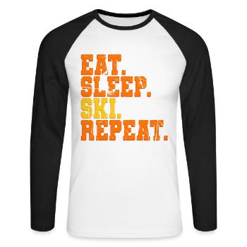 Skiing Ski - Unisex Long Sleeve Baseball T-Shirt - white/black - Front - Nik (191cm)