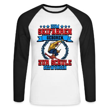 Skifahren Ski - Unisex Baseballshirt langarm - Weiß/Schwarz - Vorne - Nik (191cm)