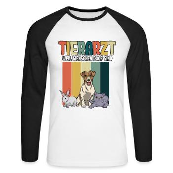 Tierarzt - Unisex Baseballshirt langarm - Weiß/Schwarz - Vorne - Nik (191cm)