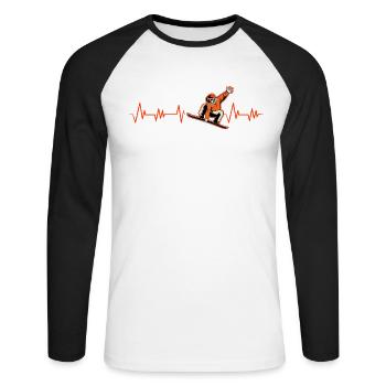 Snowboard - Unisex Baseballshirt langarm - Weiß/Schwarz - Vorne - Nik (191cm)