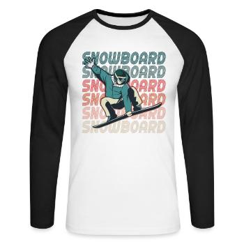 Snowboard - Unisex Baseballshirt langarm - Weiß/Schwarz - Vorne - Nik (191cm)