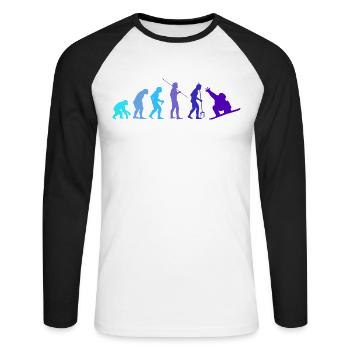 Snowboard - Unisex Baseballshirt langarm - Weiß/Schwarz - Vorne - Nik (191cm)