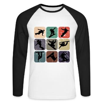Snowboard - Unisex Baseballshirt langarm - Weiß/Schwarz - Vorne - Nik (191cm)