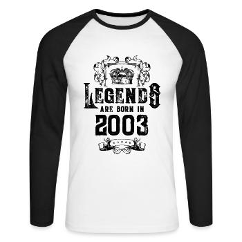 Anniversaire des légendes 2003 - T-shirt baseball manches longues Homme - blanc/noir - Devant - Nik (191cm)