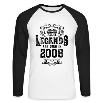 2006 legends birthday - Unisex Long Sleeve Baseball T-Shirt - white/black - Front - Nik (191cm)