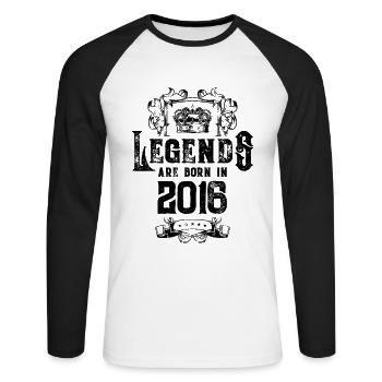 2016 legends geburtstag - Unisex Baseballshirt langarm - Weiß/Schwarz - Vorne - Nik (191cm)