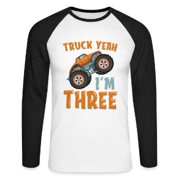 Règles du Monster Truck ! Truck Lover Monster Truck - T-shirt baseball manches longues Homme - blanc/noir - Devant - Nik (191cm)