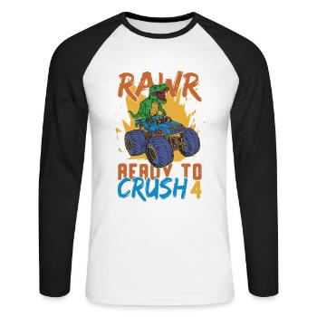 Rawr Bereit, 4 Dinosaurier Zum 4. Geburtstag Zu - Unisex Baseballshirt langarm - Weiß/Schwarz - Vorne - Nik (191cm)