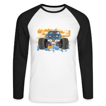 Monster Truck Sind Mein - Unisex Baseballshirt langarm - Weiß/Schwarz - Vorne - Nik (191cm)